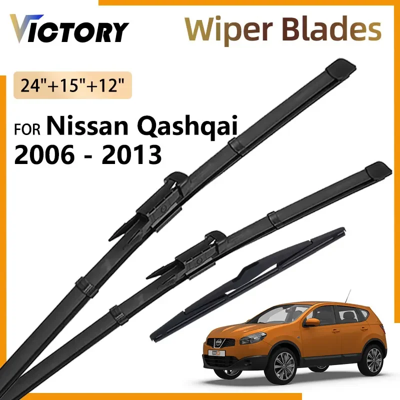 3X Front Rear Wiper Blades for Nissan Qashqai J10 10 Nissan Dualis 2006-2013 2012 2009 2008 Windshield Windscreen Window Brushes