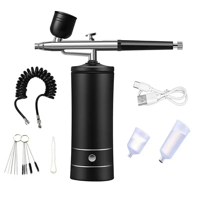 AT21-Air Brush Nail Oxygen Injector Mini Air Compressor Kit Paint Sprayer For Art Tattoo Craft Cake Nano Fog Mist