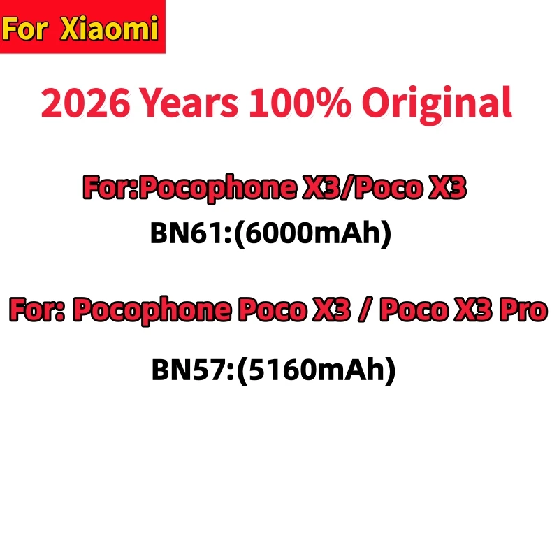 100% New High quality For Xiao mi BN61 BN57 6000mAh Phone Battery For Xiaomi Pocophone X3 NFC Poco X3 Pro Replacement Batteries