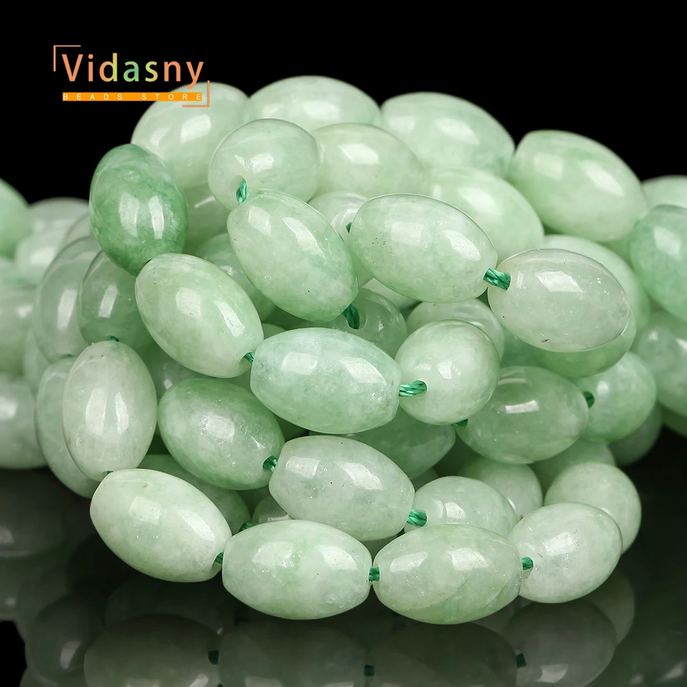 8x12mm Natursteine Chalcedon Grüner Jade Reisförmige Lose Perlen für Schmuckherstellung Passend für DIY Armbänder Halsketten Zubehör – Detail 6