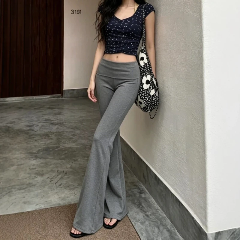 2026 Summer New Hot Selling Fake Two Piece Fart Curtain Slim Fit Drooping Slightly Flared Casual Pants