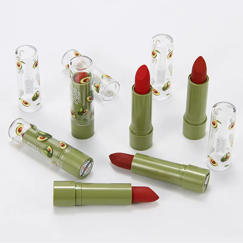 12Pcs/lot Hengfang Avocado Velvet Jelly Matte Lipstick Color Changing Lip Balm Makeup Waterproof Long Lasting Lip Set Cosmetic