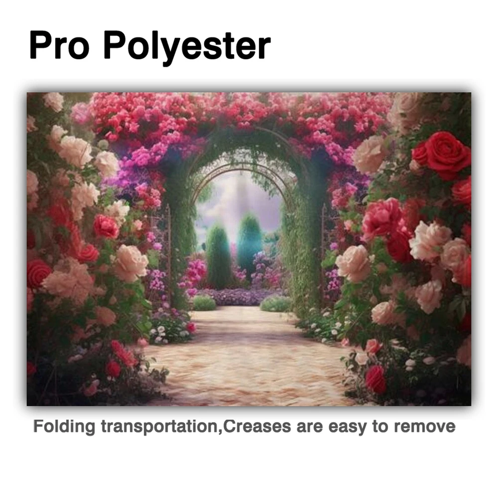 Allenjoy Rose Garden Archway Photography Backdrop Fantasy Spring Flowers Floral Photoshoot Background