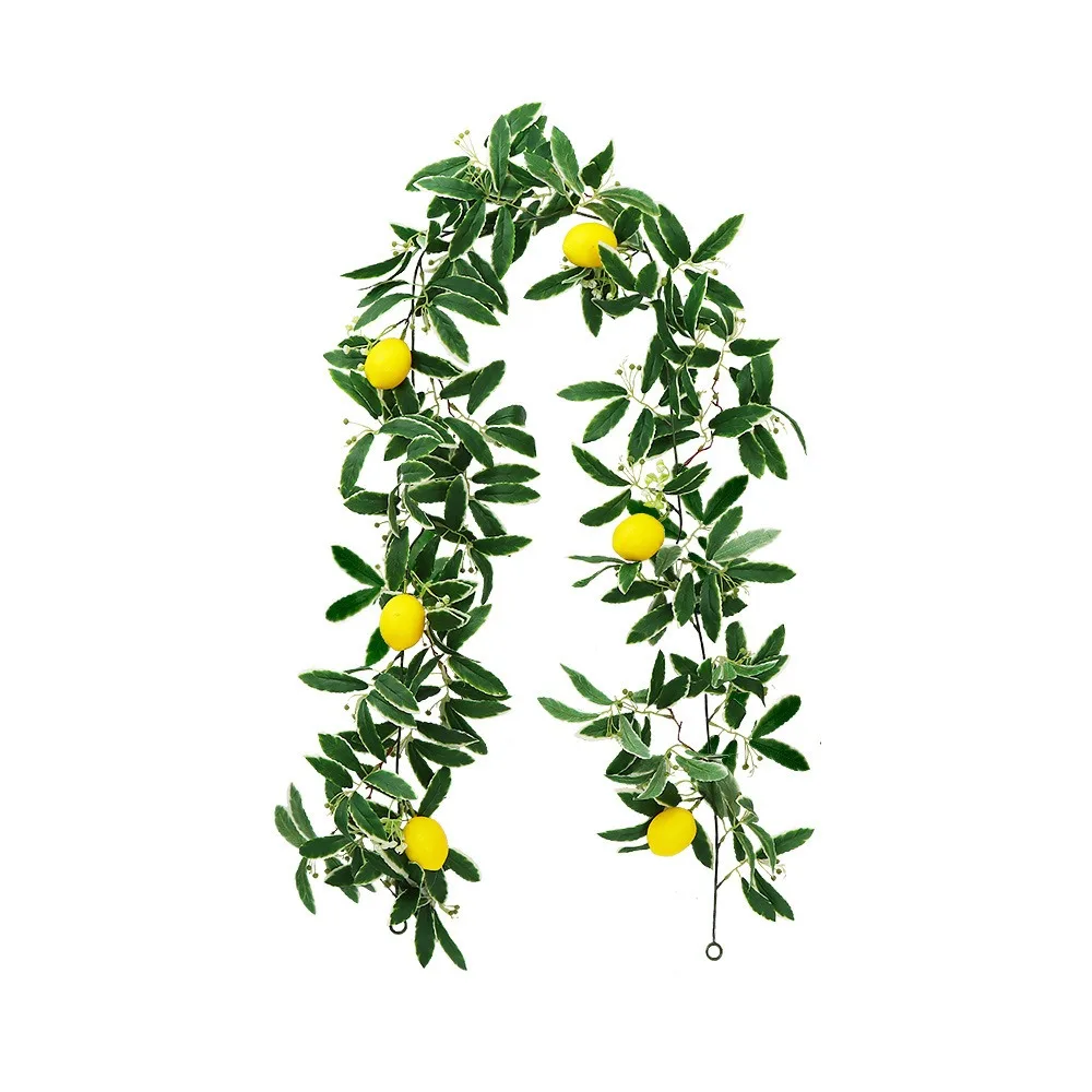 

Spring Artificial Eucalyptus Lemon Vine Green Plant Real Touch Artificial Lemon Garland Handmade Lifelike Faux Fruit Vine