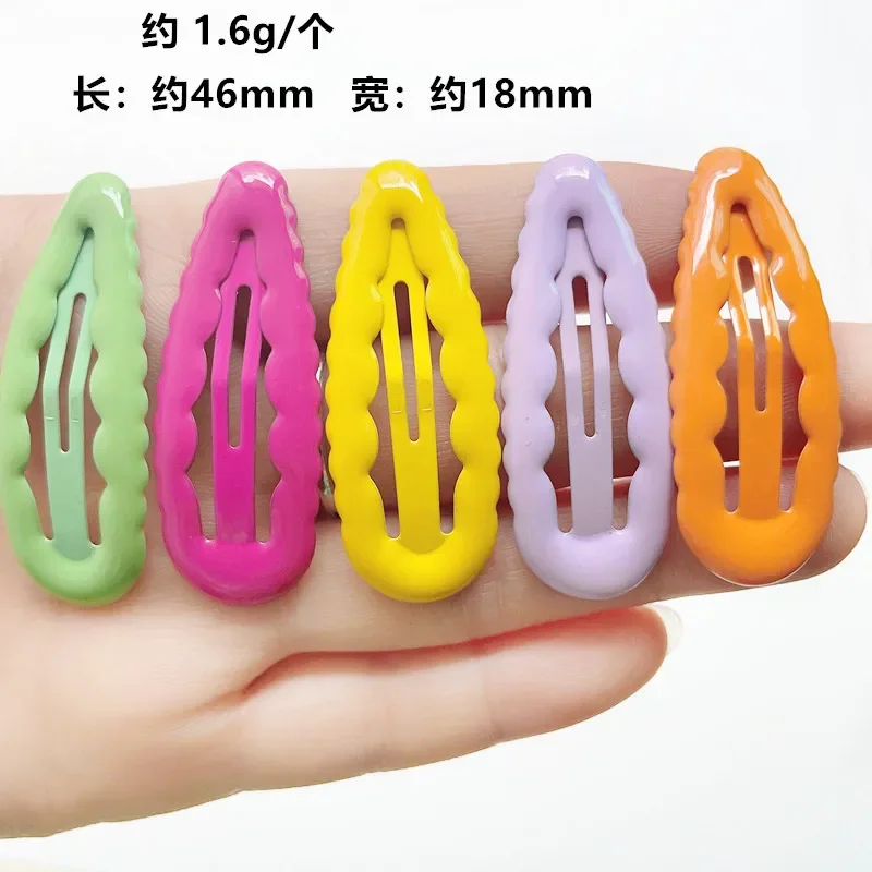 10pcs/lot Wave Hairpins Hair Clips Pins Hairgrip Candy Colorful Snap Waterdrop Kids Hair Accessories For Women Random