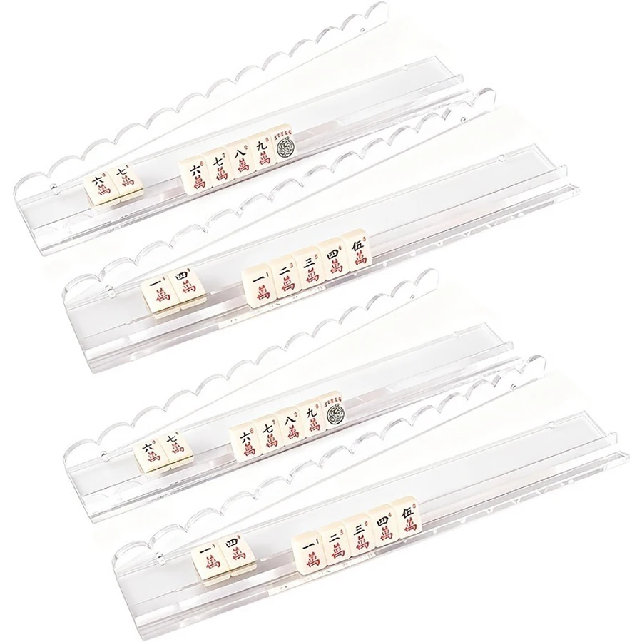 1Pc Acrylic Mahjong Tile Racks Transparent Wear-Resistant Mahjong Pushers Holders, Mahjong Display Stand for Easy Tile Sorting