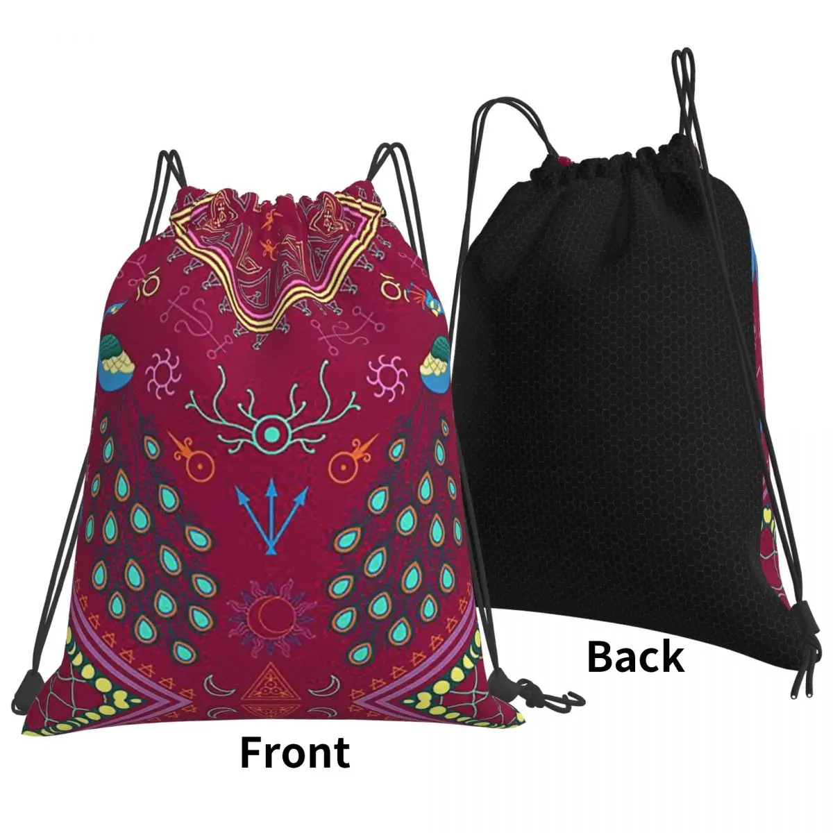 Mollymauk Tealeaf Inspired Print Backpacks Fashion Drawstring Bundle Pocket Sports Bag Book Bags for Man Woman Students