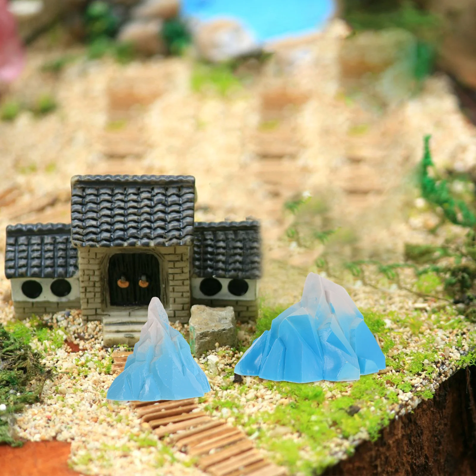 

2 pcs Iceberg Micro Landscape Decor Resin Miniature Rocks For Diy Sand Table Aquarium Ornament Home Office Decoration Crystal