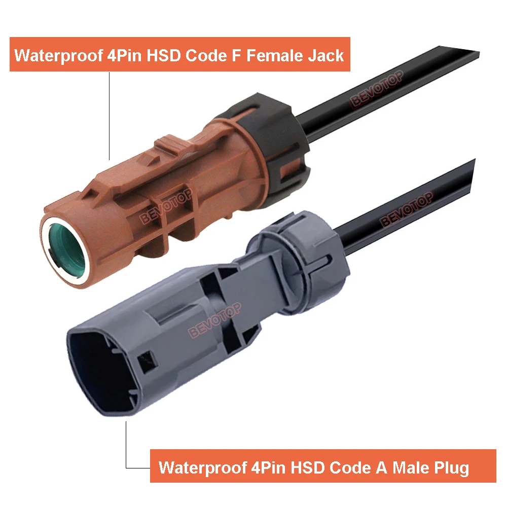 1PCS Brown F Female Jack to Black A Male Plug 4-Core 535 Cable Waterproof High Speed Wire Harness for Auto LVDS HSD Video Line