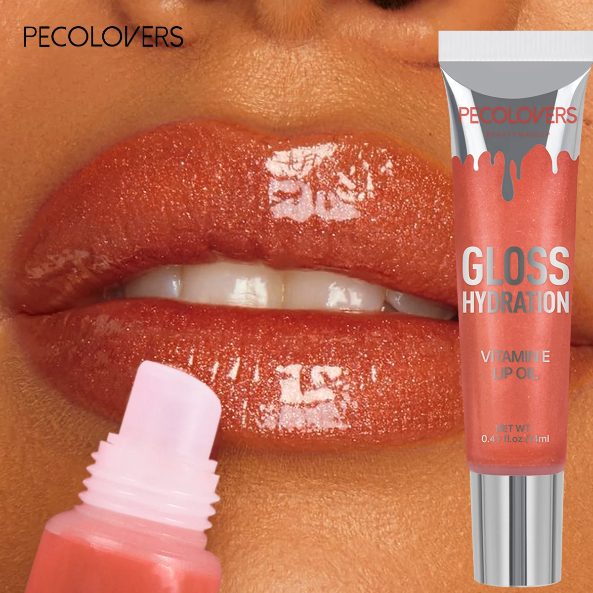 ملمع شفاه بتصميم خرطوم مرطب، لمسة نهائية زجاجية مرطبة تدوم طويلاً؛ يمكن استخدامه لظلال العيون والشفاه لجميع أنواع البشرة