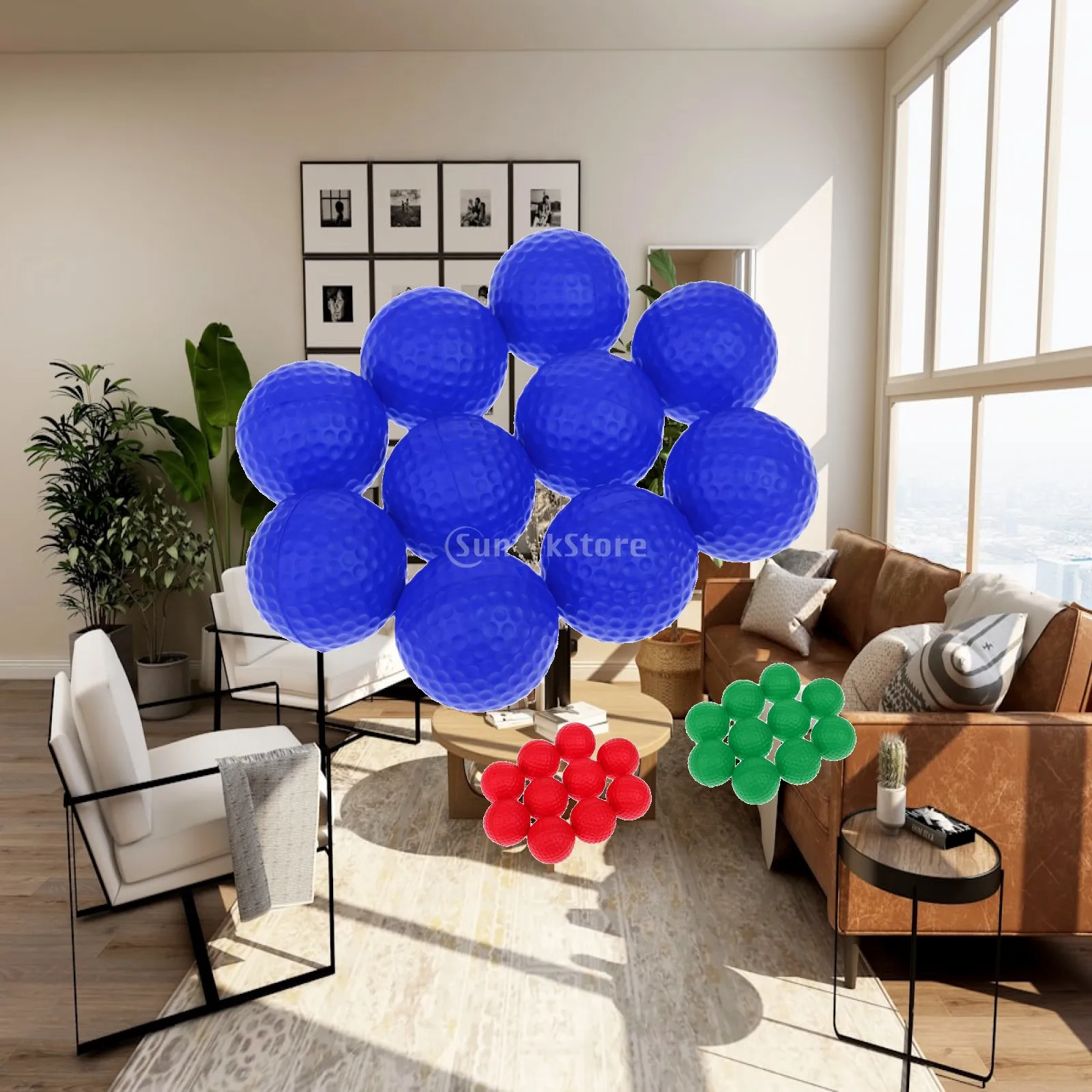 Elastic PU Foam Golf Training Balls Soft Practice Ball Staggered Wave Lines for Realistic Flight Indoors