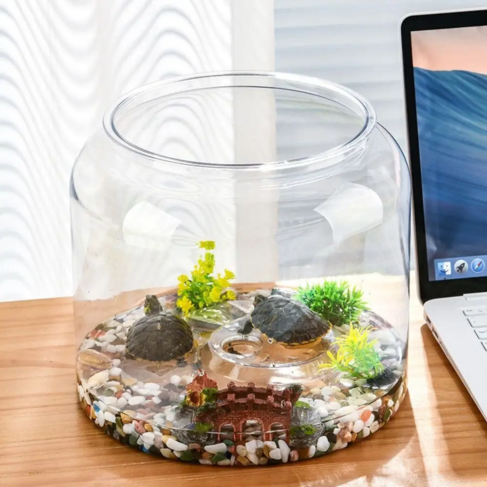 Durable Transparent Round Fish Tank Plastic Fall Resistant Fish Bowl Decorative Anti-broken Desktop Small Aquarium for Home