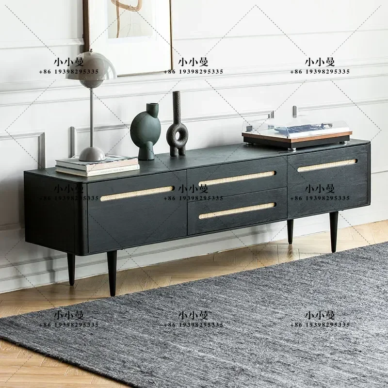 Nordic solid wood TV cabinet designer original minimalist wabi sandy wind small apartment living room home