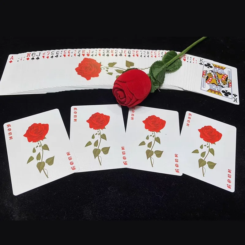 Rose Deck Close Up Magic Tricks Poker Cards Magie Props Gimmicks Romantic Magia Illusions Street Magician Bar Trick Comedy