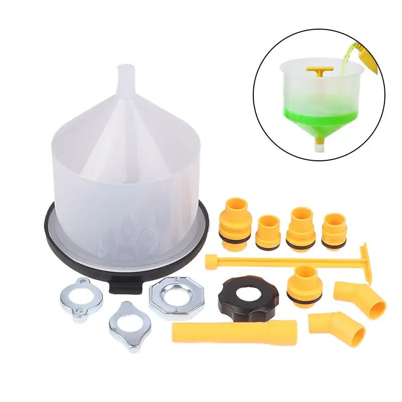 Spill Proof Radiator Funnel Kit 15pcs Universal Car Oil Coolant Filling Tool Set for Auto Repair Garage DIY Mechanics