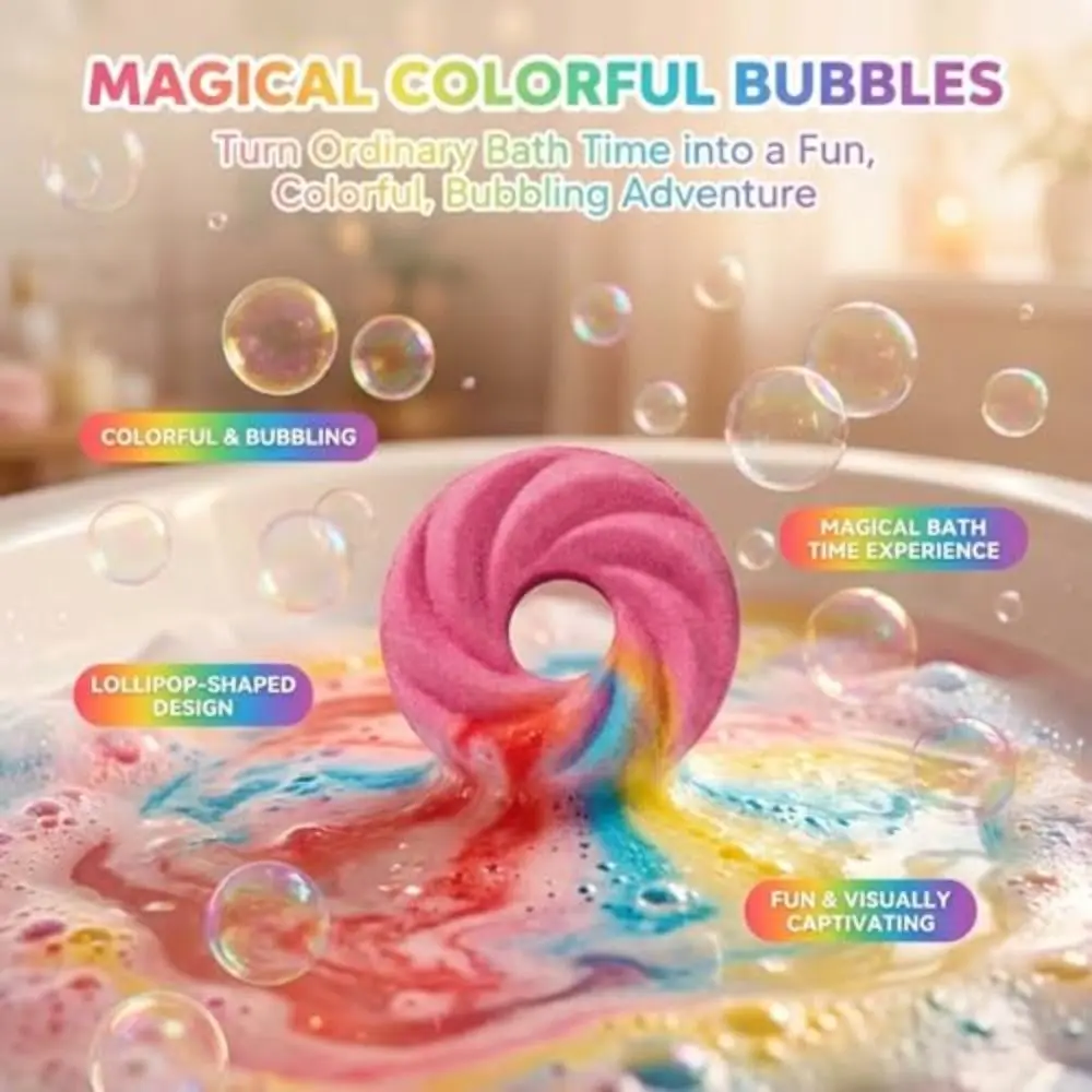 Gifts Cute Lollipop Bath Bath Tools Bath Time Fun Blow Bubble Bath Salt Ball Multifunctional Lollipop Shape Bubble Bath