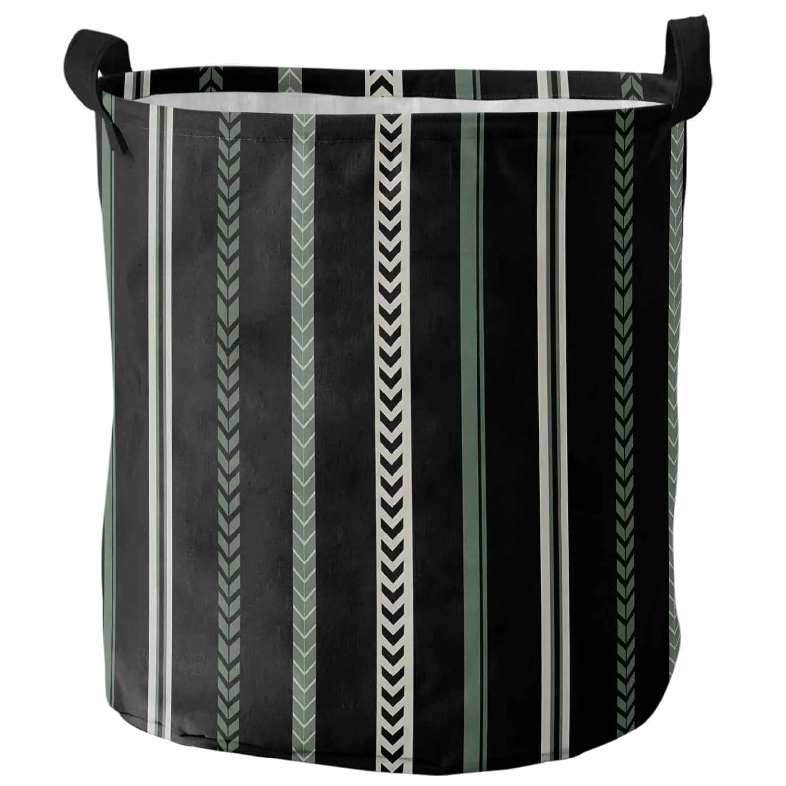 

Black - Green Stripe Arrows Lines Foldable Dirty Laundry Basket Kid's Toy Organizer Waterproof Storage Baskets