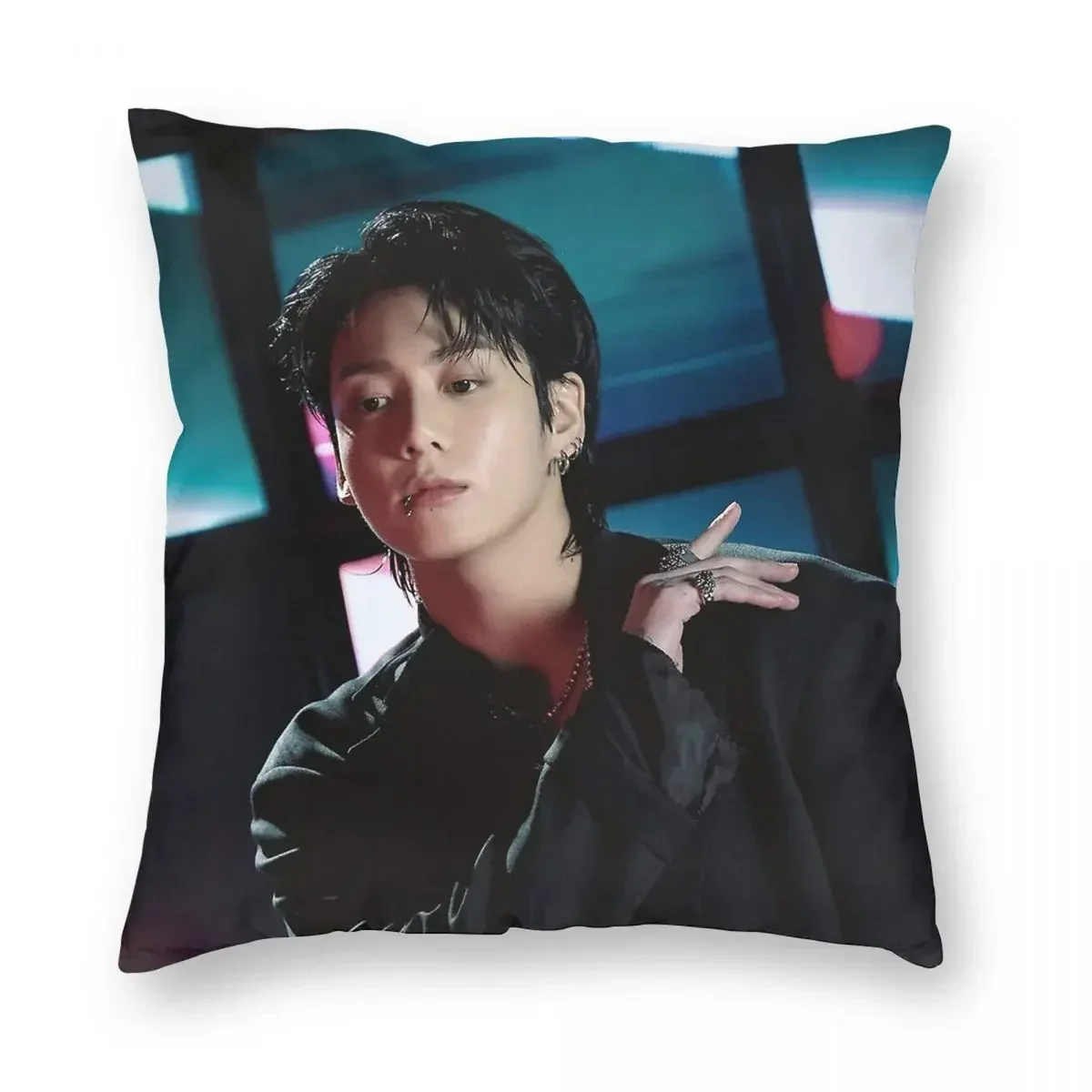 Jungkook Golden Solo Pillowcase Polyester Linen Velvet Printed Zip Decor Pillow Case Sofa Seater Cushion Cover