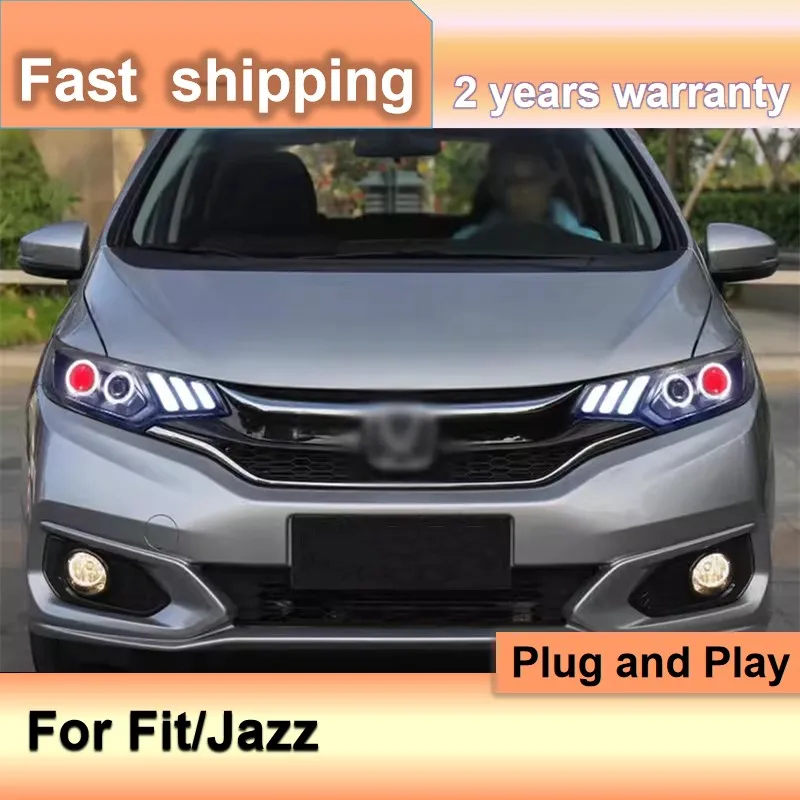 Car Accessories for Honda Fit Headlight 2014-2019 Jazz Headlamp DRL Turn Signal High Beam Projector Lens