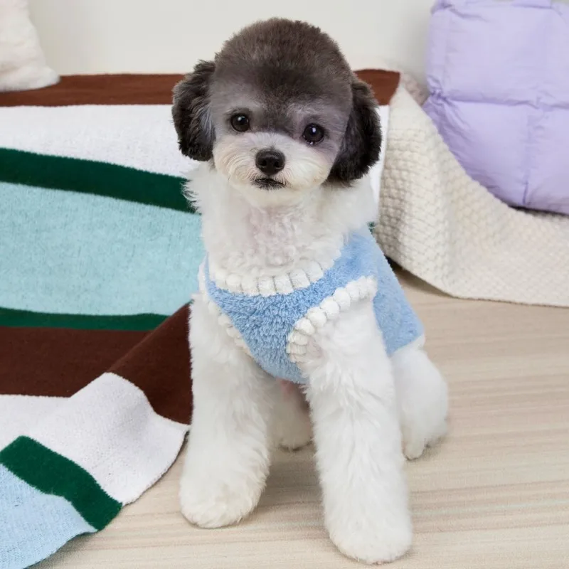 Winter-Hundekleidung, niedlicher Hundejackenmantel mit D-Ring, weiche Fleece-warme Weste für Hunde, Katzen, Welpenpullover, Dackel, Haustierweste – Detail 11
