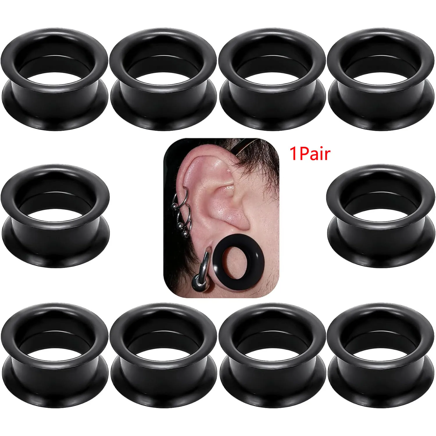 3-48MM Silicone Ear Bioflex Plugs Gauges Tunnel Expanders Stretcher Double Flared Flesh Piercings Jewelry for Women Men 1Pair