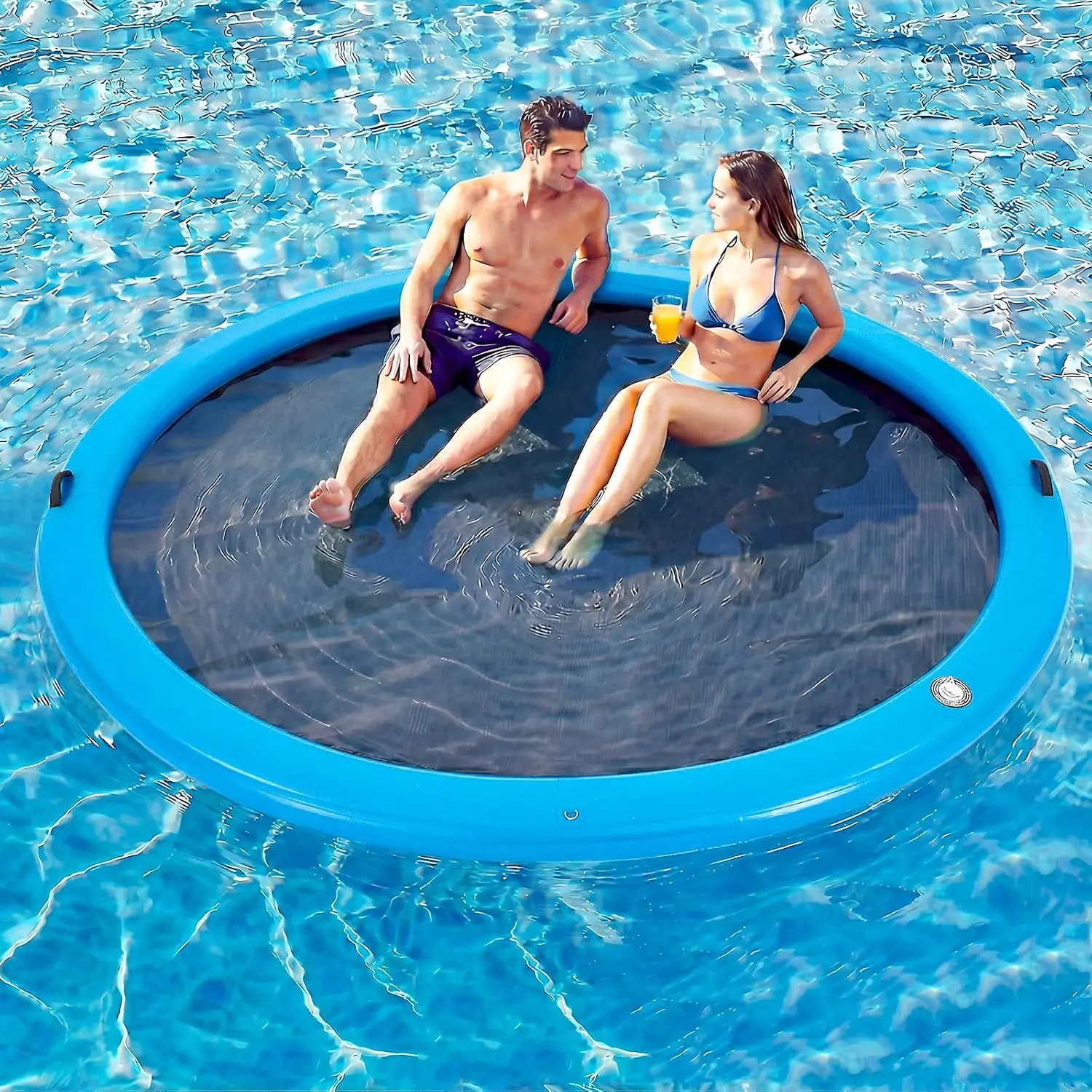 6-12FT Round Inflatable Floating Dock, Water Hammock Float Ring