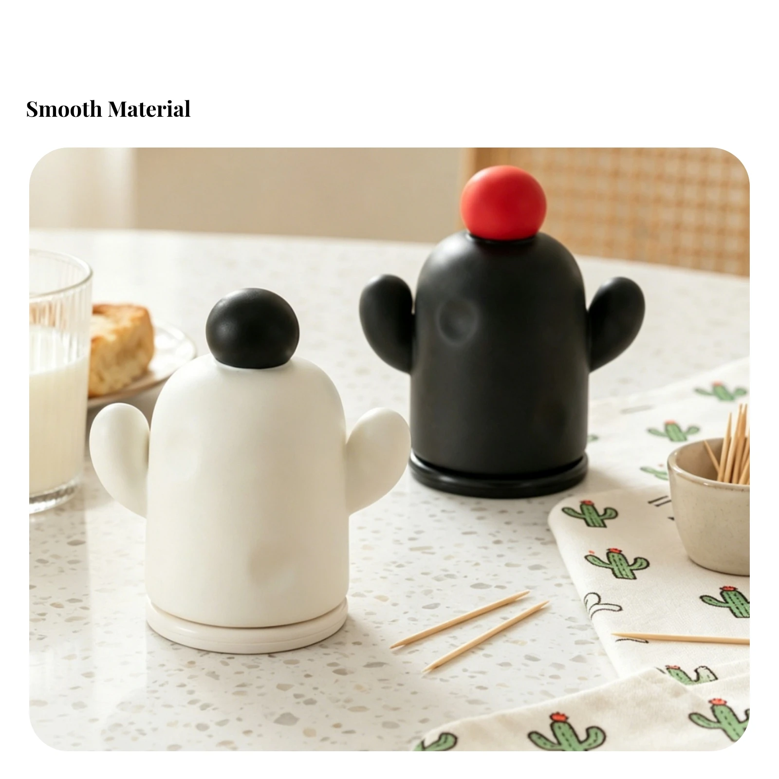 Cactus Dental Pick Holder with Toothpicks Decorative Cactus Dental Pick Dispenser Container User-Friendly Space-Saving