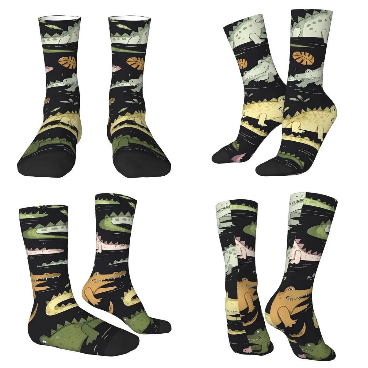 

Cartoon Colorful Crocodile Socks Harajuku Sweat Absorbing Stockings All Season Long Socks for Unisex Valentine's Day Gifts