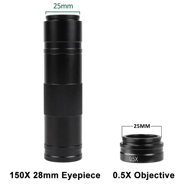 YIZHAN 0,5X Mikroskop-Hilfsobjektiv 25 mm Barlow-Objektiv Objektiv 150X C-Mount-Zoomobjektiv 28/40/50 mm Installationsdurchmesser Werkzeuge – Detail 3