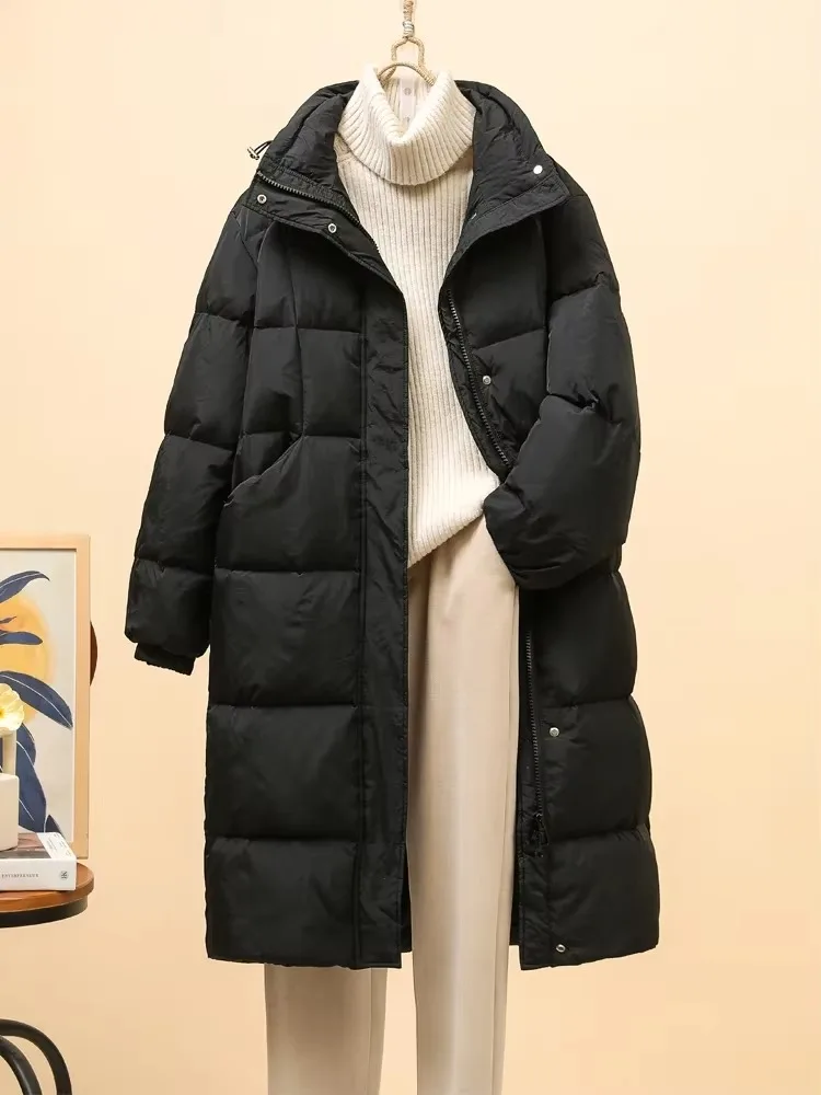 Warm Medium Length Stand Collar Down Coat 2024 New Winter Fashion Winter Duck Down Coat Women Puffer Jacker Female Thick Simple