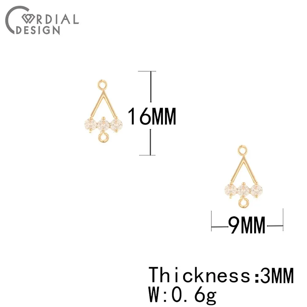 Cordial Design 100Pcs 9*16MM DIY Making/CZ Connectors/Hand Made/Triangle Shape/Charms/Jewelry Findings & Components #191328