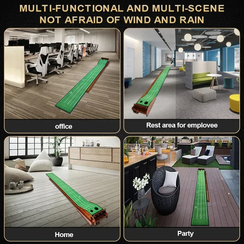 Golf Putting Set Putting Green Indoor Newly Office Golf Practice Putting Mat With Automatic Ball Return Track For Mini Games