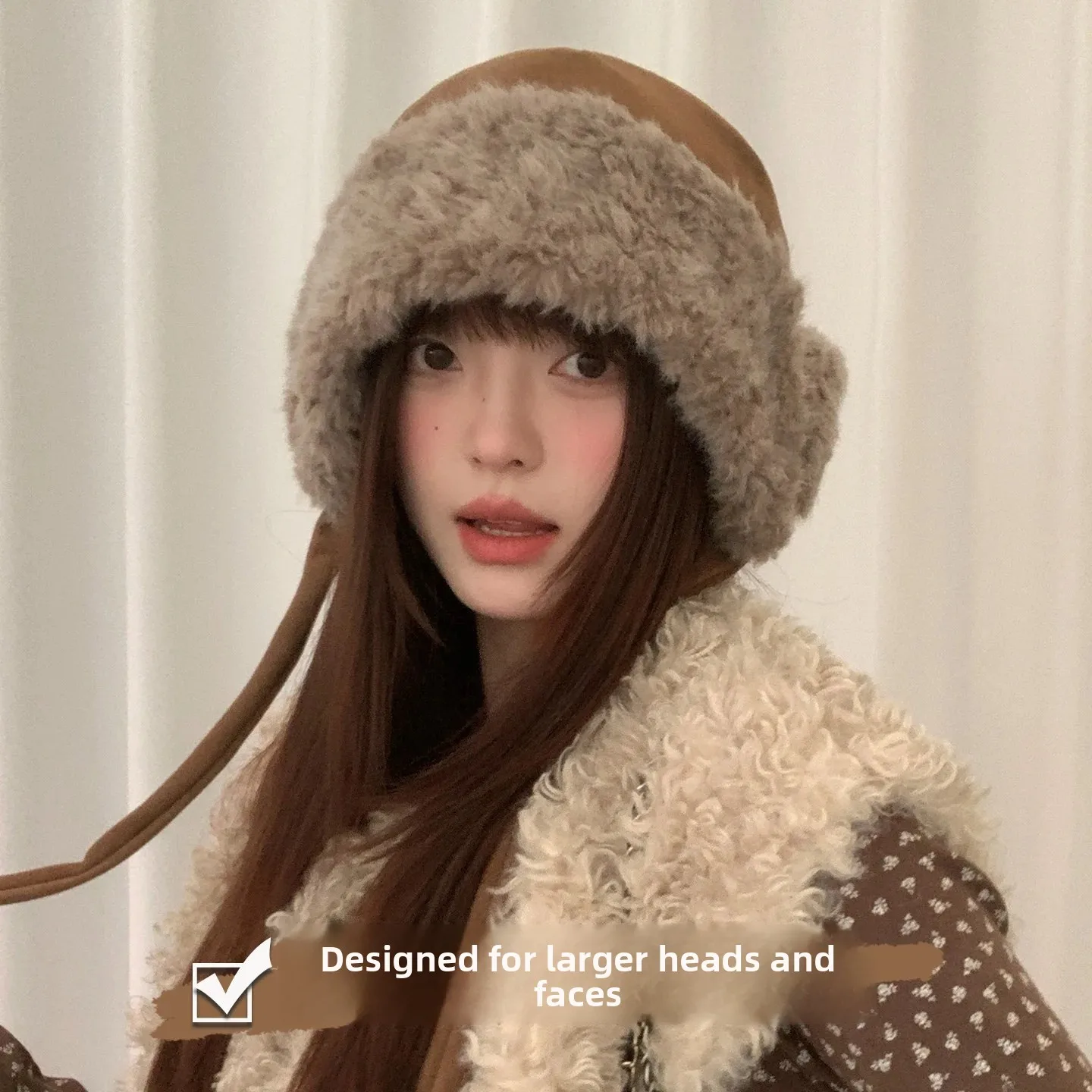 Thickened Fleece Winter Hat for Women Warm Ear Protection Cap Non-Folding round Top Style Unisex Casual Fashion Cold Proof