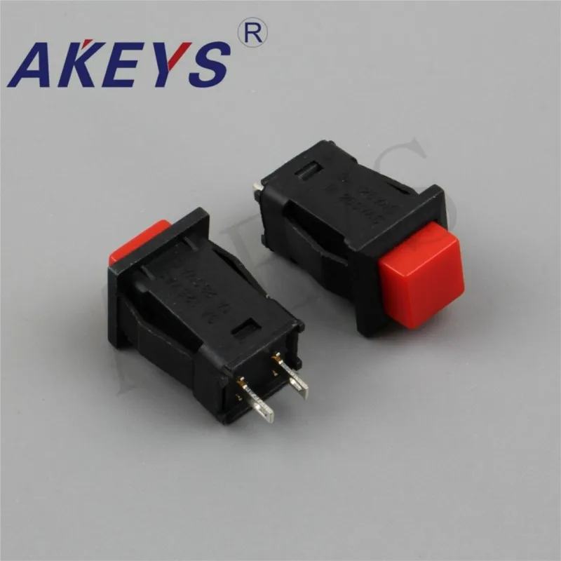 10PCS PS-429 red square head self-locking switch electrical plastic switch PS-03 DC 12V 0.5A Current switch