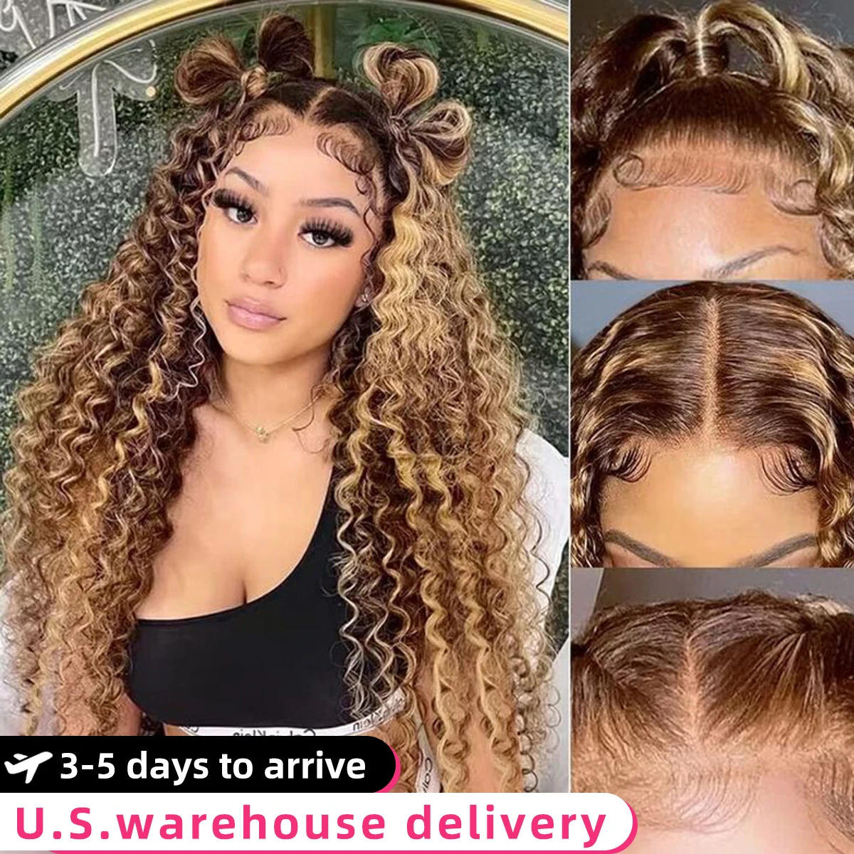 38 40 Inch 4/27 Highlight Ombre Curly Glueless 13x4 Lace Frontal Human Hair wigs Deep Wave Brazilian Wig Ready To Wear For Women