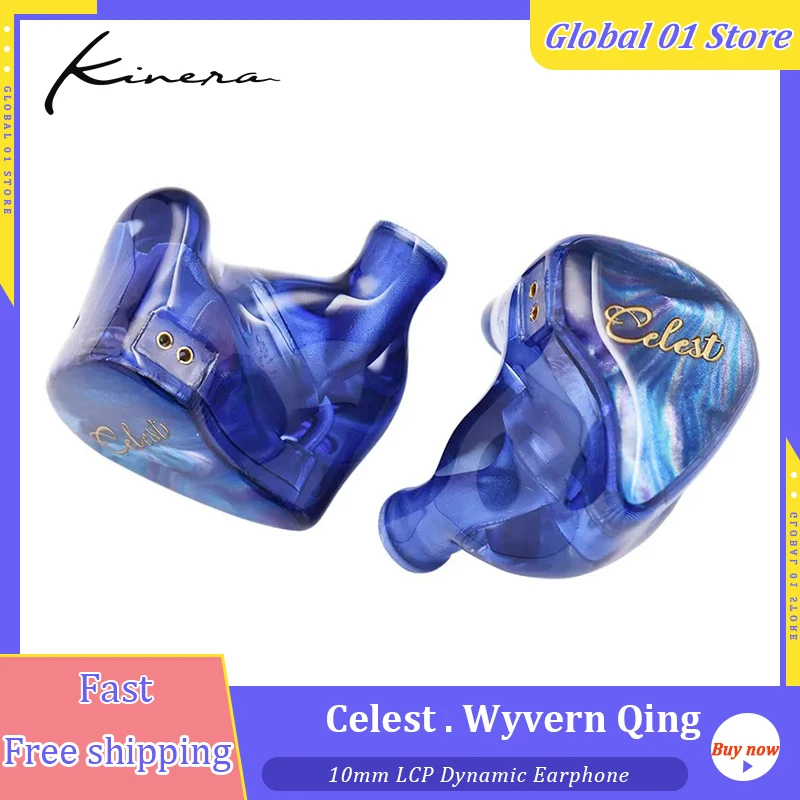 Kinera Celest Wyvern Qing 10mm LCP Dynamic Driver Earphones With Detachable Boom Microphone In-Ear IEMs Cable Audio headset