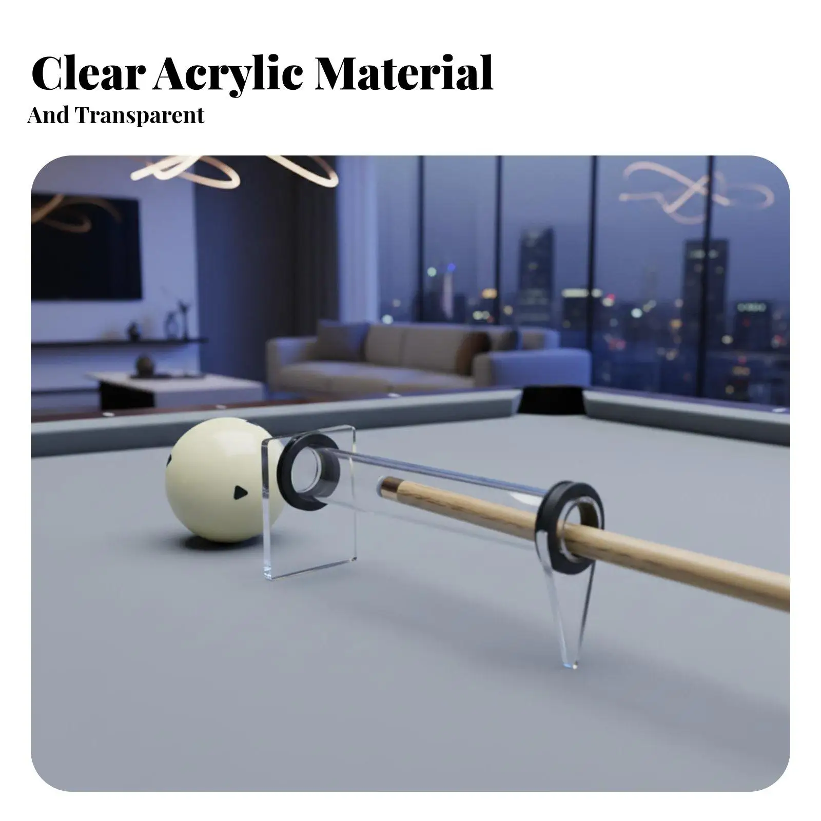 Billiard Stroke Trainer Acrylic Practice Aid for Pool Cue Alignment Adjustable High Center Low Hit Simulation Stable Design