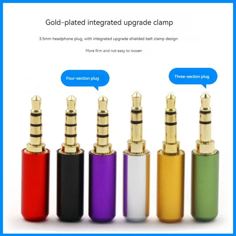 【5-1PCS】3/4 section 3.54mm headphone stereo jack welded male head AUX dual four-channel connector horn DIP audio cable adapter