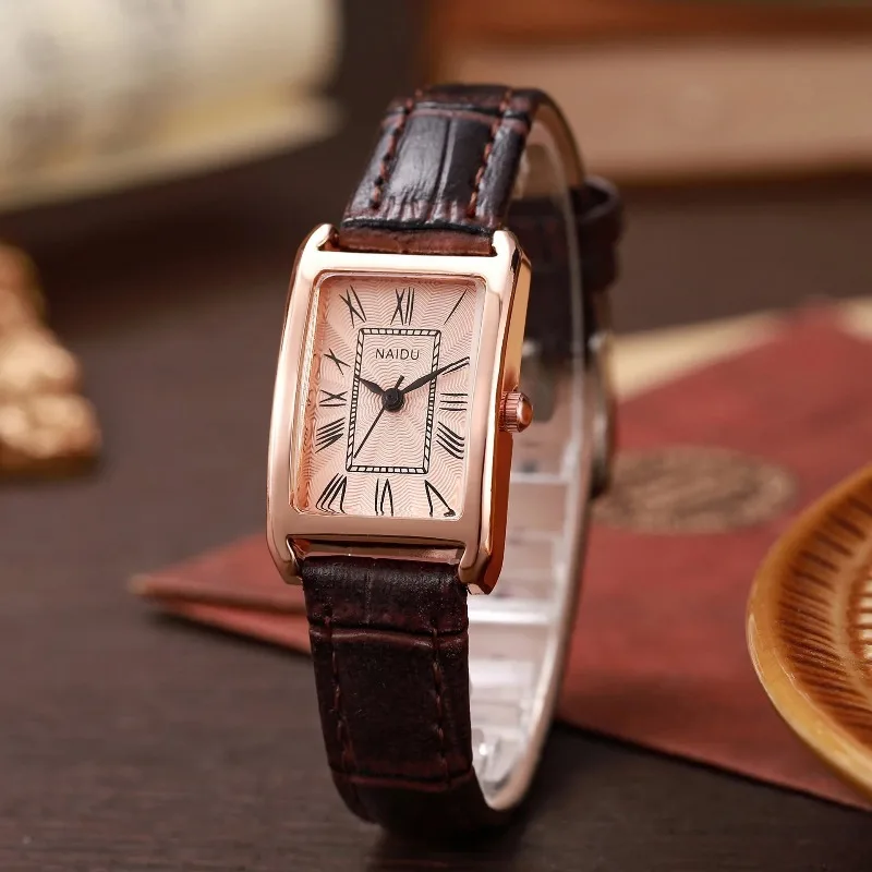 Brand  Rectangular Women Watch Roman Numerals Dial Watches for Women Fashion Leather Strap Ladies Wristwatch Dropshipping