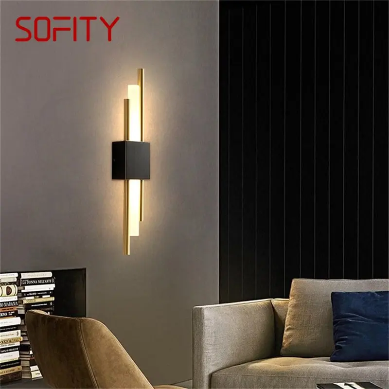 

SOFITY Nordic Brass Wall Lamp Modern Sconces Simple Design LED Light Indoor For Home Decoration