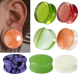 Dreamlee 1Pc Glass Saddle Flesh Plugs Glass Ear Gauge Expander Double Flare Tunnel Strecthers Piercing Body Jewelry