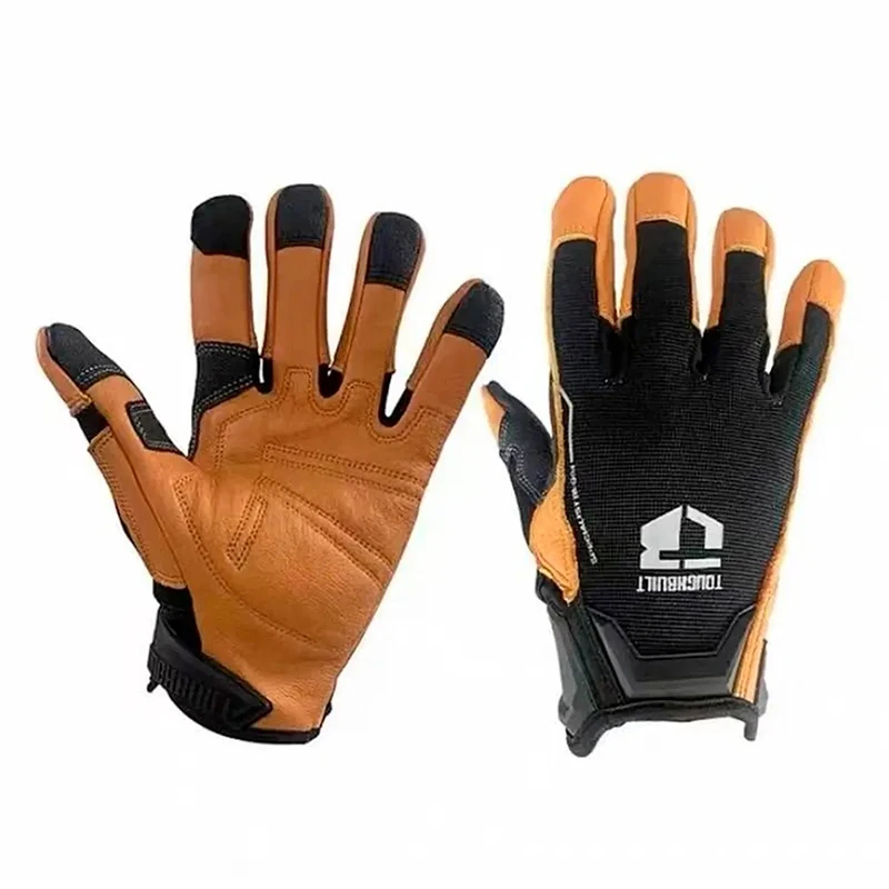 TOUGHBUILT TB-G04-L/XL Mid-duty Gloves Specialist Touch Screen Watch Cutout Padded Palm Genuine Leather Protective Gloves