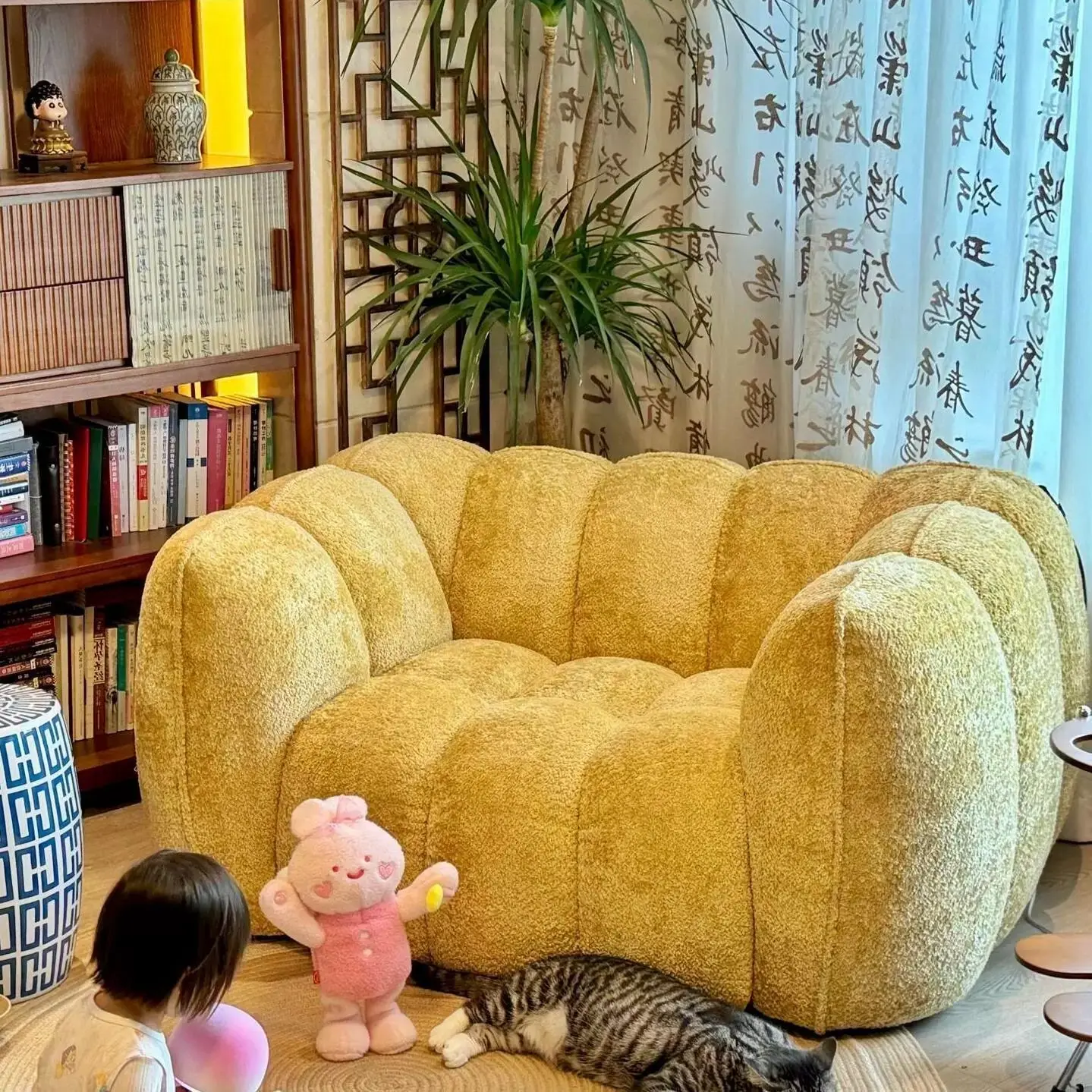 ut-2026  Wholesale Inventory Modern Pumpkin Leisure Lazy Sofa High Density Foam Living Room Furniture Sofa Set-