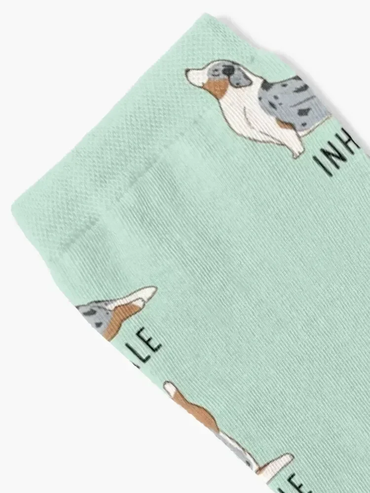 Inhale Exhale Australian Shepherd Yoga Socks cool Wholesale ankle funny gift Socks Ladies Men's