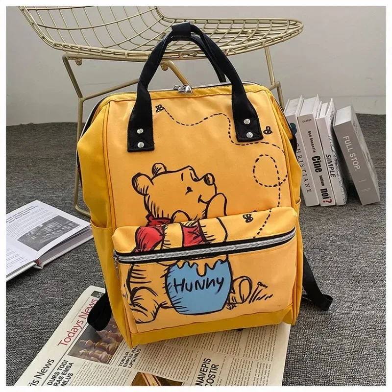 Disney 2025 New Winnie The Pooh Diaper Bag Backpack Cartoon Cute Mother and Baby Bag Large Capacity Lightweight Travel Mommy Bag