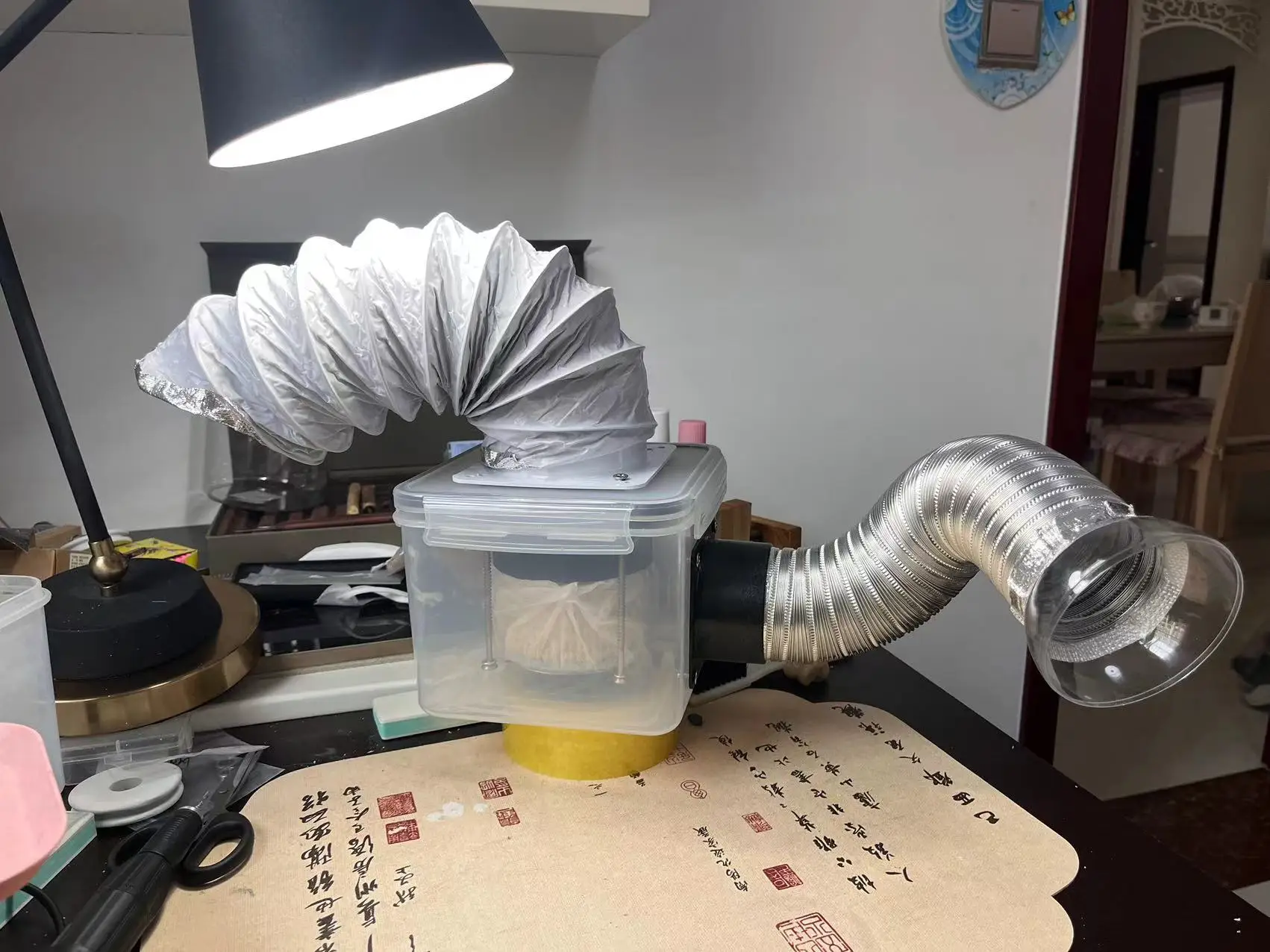 Portable Carving Dust Suction Box, Variable Speed Desktop Vacuum Collector For Wood Jade Metal Engraving Polishing Work