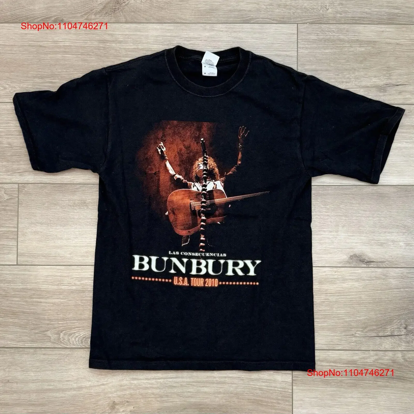 Enrique Bunbury 2010 EE. UU. Tour camiseta tamaño adulto medio banda de rock latino música vintage lavado ligeramente diseñador ropa suave