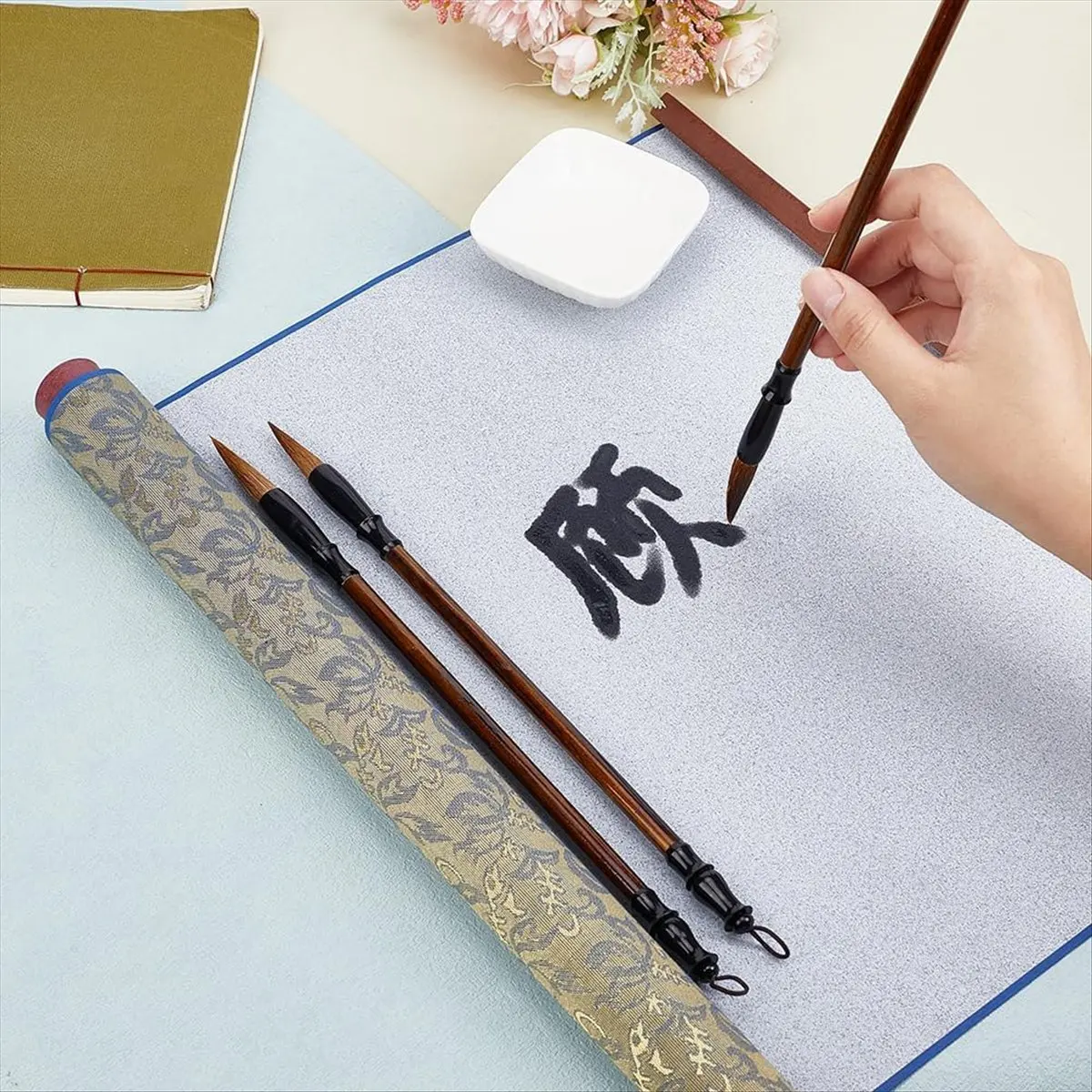 AB09 No Ink Chinese Calligraphy Practice Set Water Writing Cloth Scrolls Chinese Traditional for Beginners Practice Style 3