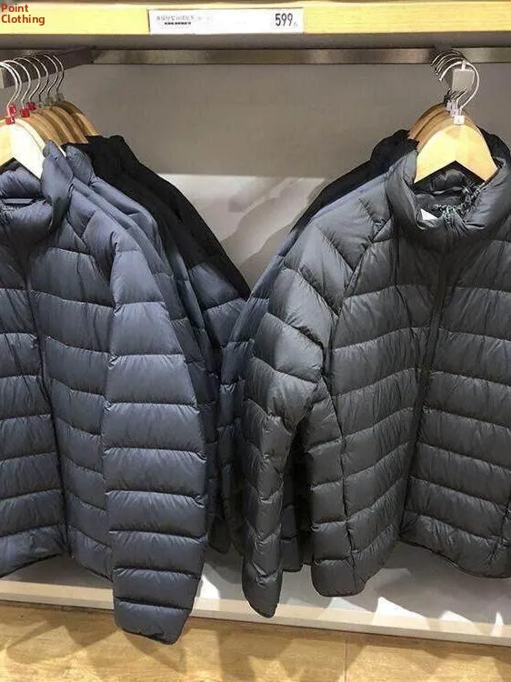 Ultra-Thin Men's down Cotton Jacket Lightweight Portable plus Size Trendy Casual Long Sleeve Warm Stand Collar  Color