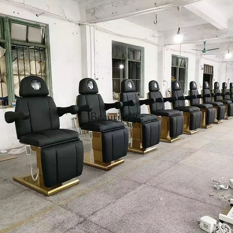 *سرير فحص الأسنان الكهربائي الذهبي عبر الحدود قابل للطي ومستحضرات التجميل والتطريز #3